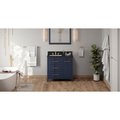 Jeffrey Alexander 36In. Hale Blue Katara Vanity, Left Offset, Black Granite Vanity Top, Undermount Rectangle Bowl VKITKAT36BLBGR